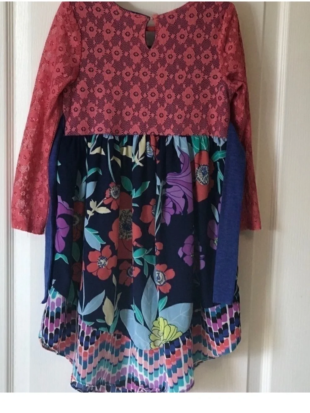 Old Navy Red Top Navy Floral Border-Print Dress